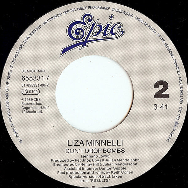 Liza Minnelli : Don't Drop Bombs (7", Single)