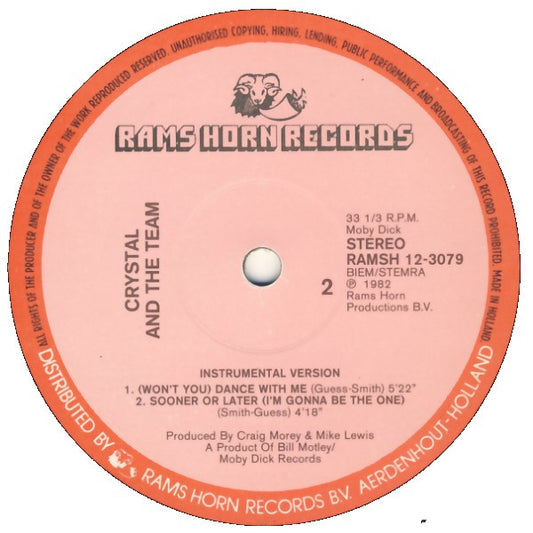 Crystal And The Team : (Won't You) Dance With Me (12")