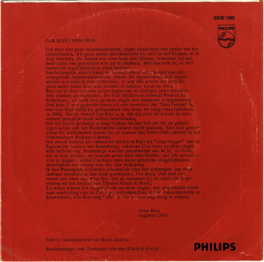 Cor Ruys : Cor Ruys (7", Mono)