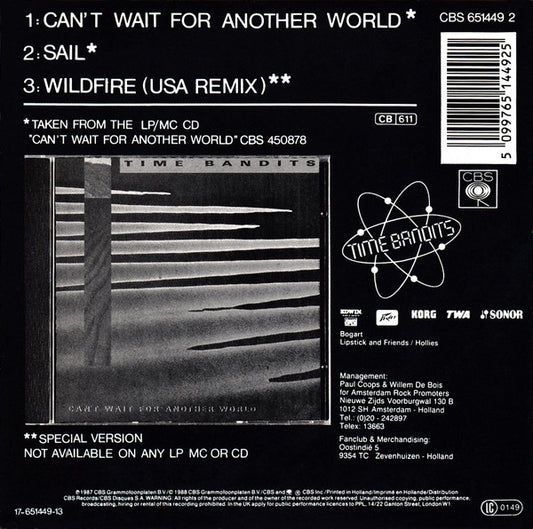 Time Bandits : Can't Wait For Another World (CD, Mini, Single)