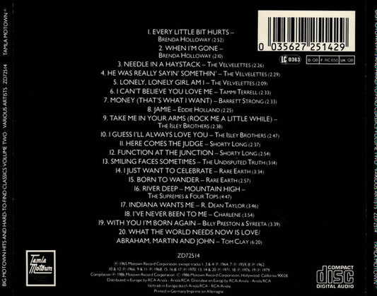 Various : Big Motown Hits And Hard-To Find Classics - Volume 2 (CD, Comp)