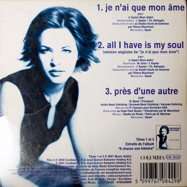 Natasha St-Pier : Je N'ai Que Mon Âme (CD, Single, Car)