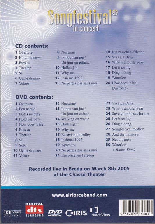 Kapel Van De Koninklijke Luchtmacht : Songfestival In Concert (CD, Album + DVD-V)