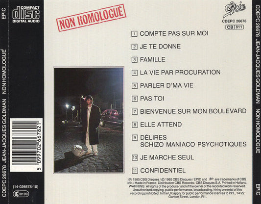 Jean-Jacques Goldman : Non Homologué (CD, Album, RE)