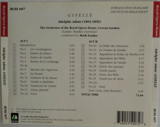 Adolphe C. Adam ; Orchestra Of The Royal Opera House, Covent Garden, Mark Ermler : Giselle (CD, Album)