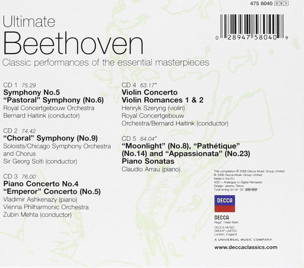 Various : Ultimate Beethoven (5xCD, Album, Comp)