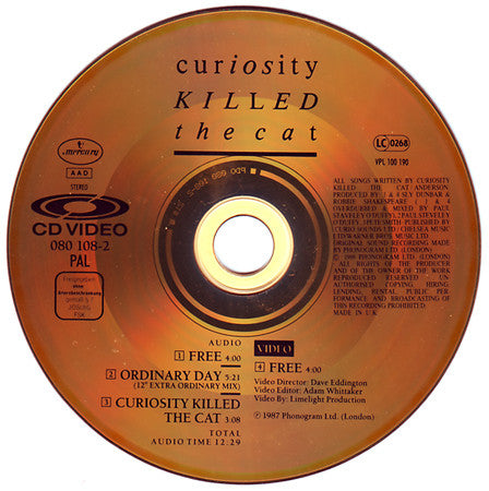Curiosity Killed The Cat : Free (CDV, 5", Single, PAL)