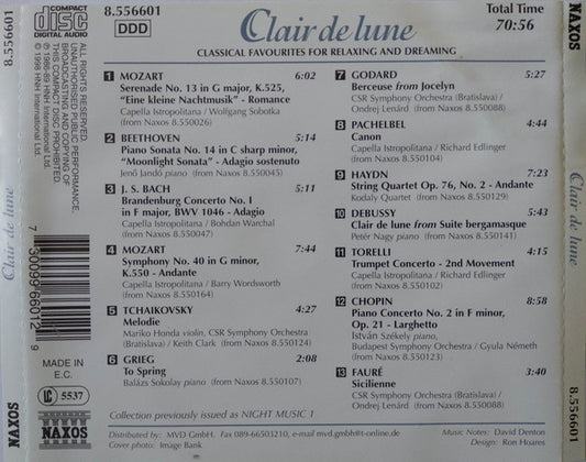 Various : Clair de Lune - Classical Favourites For Relaxing And Dreaming (CD, Comp)