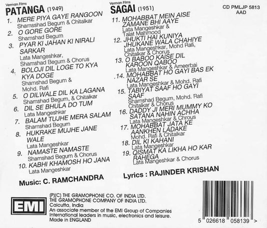 C. Ramchandra, Rajinder Krishan : Patanga / Sagai (CD, Comp)