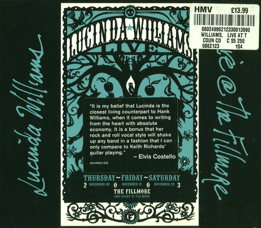 Lucinda Williams : Live @ The Fillmore (2xCD, Album, Dig)