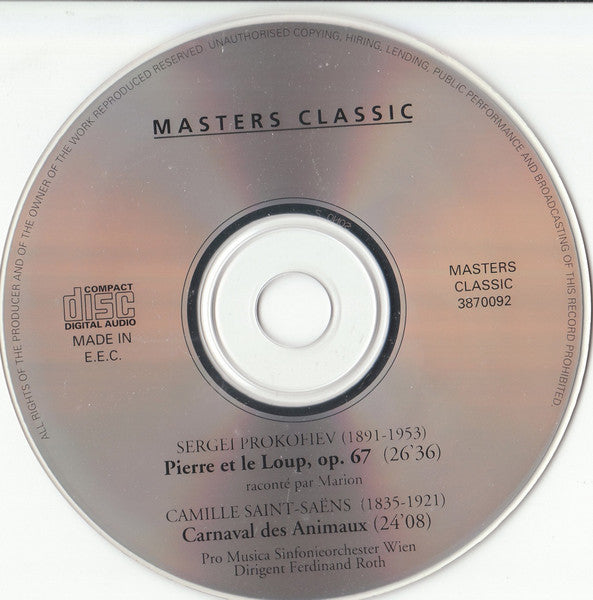 Sergei Prokofiev, Camille Saint-Saëns : Pierre Et Le Loup / Carnaval Des Animaux (CD, Album)