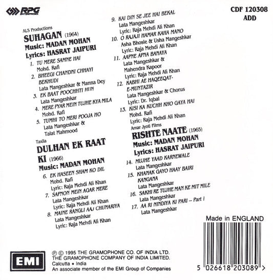 Madan Mohan : Suhagan / Dulhan Ek Raat Ki / Rishte Naate (CD)