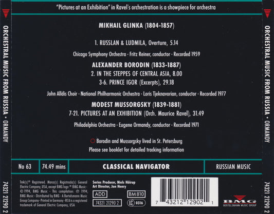Mikhail Ivanovich Glinka, Alexander Borodin & Modest Mussorgsky, Eugene Ormandy, The Philadelphia Orchestra : Orchestral Music From Russia (CD, Comp)