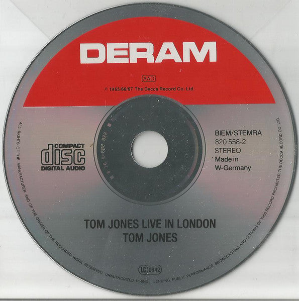 Tom Jones : Live In London (CD, Album, RE)