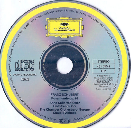 Franz Schubert - Anne Sofie Von Otter • Ernst Senff Chor Berlin • The Chamber Orchestra Of Europe • Claudio Abbado : Rosamunde (Complete Recording) (CD, Album)