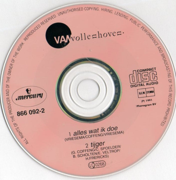 Van Vollenhoven : Alles Wat Ik Doe (CD, Single)