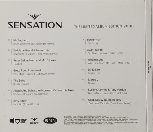 Various : Sensation 2008 (The Limited Album Edition 2008) (CD, Mixed, Promo)