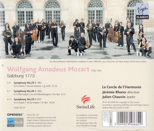 Wolfgang Amadeus Mozart / Le Cercle de l'Harmonie, Jérémie Rhorer, Julien Chauvin : Salzburg 1773 - Symphonies 25, 26 & 29 (CD, Album, Enh)