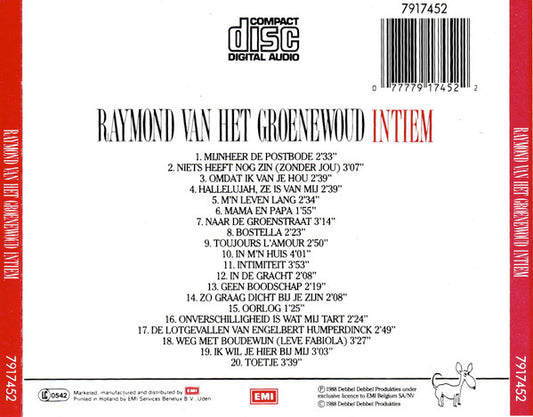 Raymond van het Groenewoud : Intiem (CD, Album)