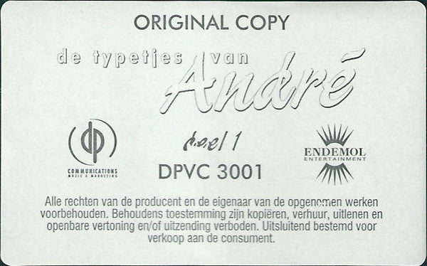 André van Duin : De Typetjes Van André Deel 1 (VHS, Comp)