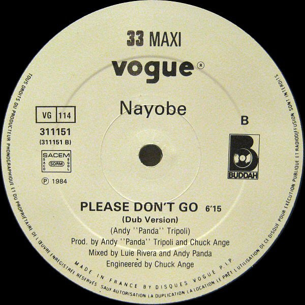 Nayobe : Please Don't Go (12", Maxi)