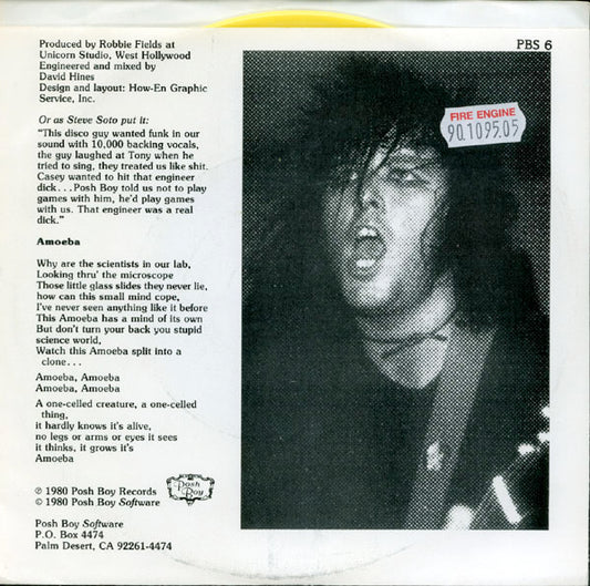 Adolescents : Amoeba (7", S/Sided, Etch, Ltd, Yel)