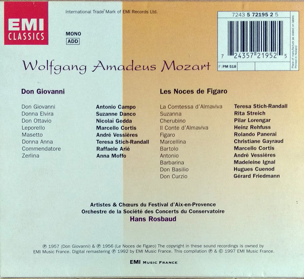 Wolfgang Amadeus Mozart, Hans Rosbaud, Orchestre De La Société Des Concerts Du Conservatoire : Mozart - Don Giovanni - Les Noces De Figaro (5xCD, Album, Mono)
