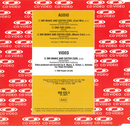 Shakatak : Mr. Manic & Sister Cool (CDV, 5", Single, PAL)
