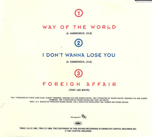 Tina Turner : Way Of The World (CD, Single)