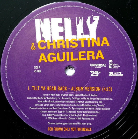 Nelly & Christina Aguilera : Tilt Ya Head Back (12", Promo)
