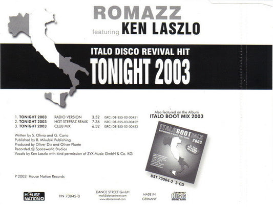 Romazz Featuring Ken Laszlo : Tonight 2003 (CD, Maxi)