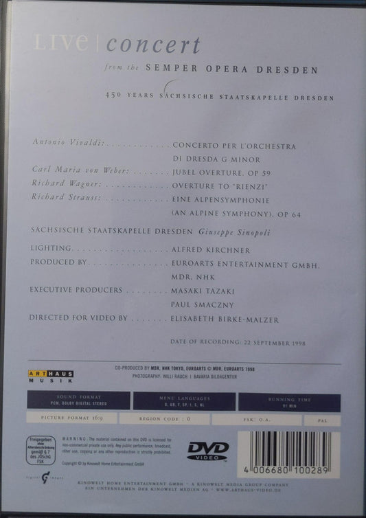 Richard Strauss - Saxon State Orchestra, Dresden*, Karl Böhm : Live Concert From The Semper Opera Dresden (DVD-V)