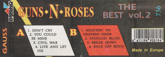 Axl Rose, Guns N' Roses : The Best Vol. 2 (Cass, Comp, Unofficial)