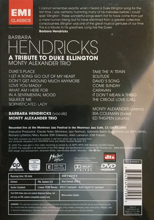 Barbara Hendricks, The Monty Alexander Trio : A Tribute To Duke Ellington (DVD-V, PAL, Dol)