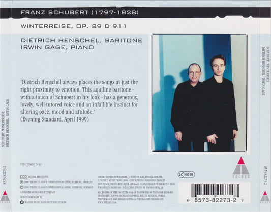 Franz Schubert, Dietrich Henschel, Irwin Gage : Winterreise (CD)