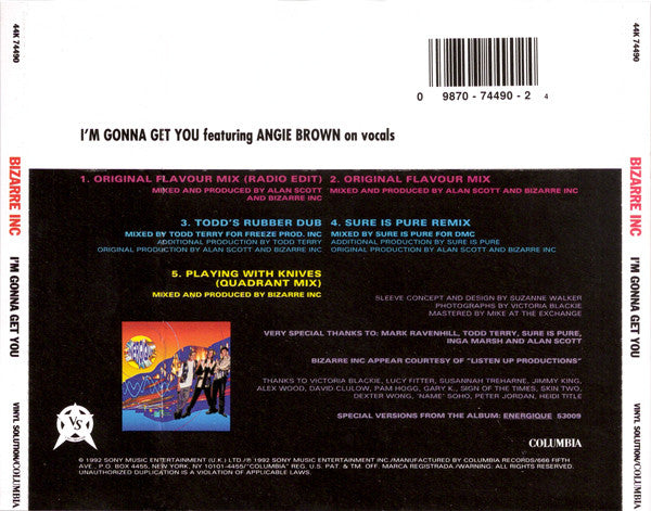 Bizarre Inc Featuring Angie Brown : I'm Gonna Get You (CD, Maxi)