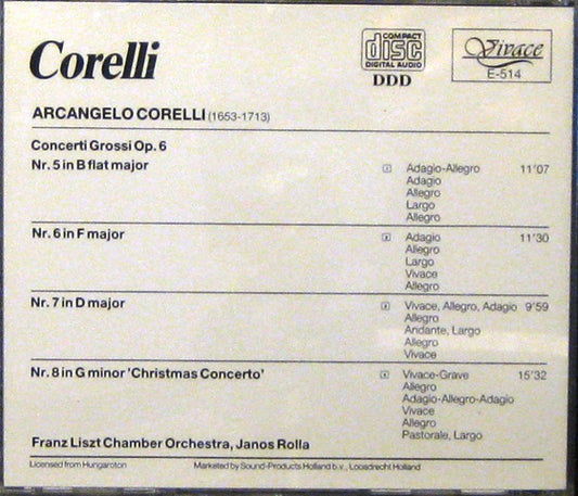 Arcangelo Corelli, Liszt Ferenc Chamber Orchestra, János Rolla : Concerti Grossi Op. 6 No. 5-8 (Incl. Christmas Concerto) (CD)