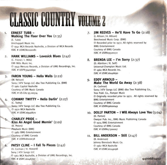 Various : The Best of Classic Country Volume 2 (CD, Comp)