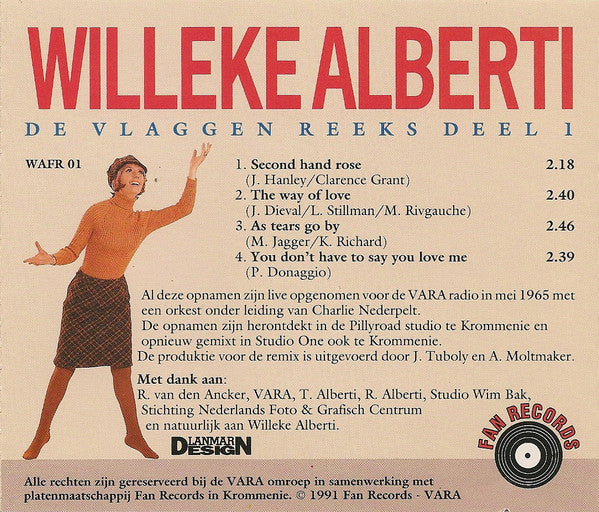 Willeke Alberti : De Vlaggen Reeks Deel 1 (CD, Single)