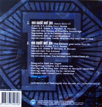 Fouradi : Een Nacht Met Jou (CD, Single)