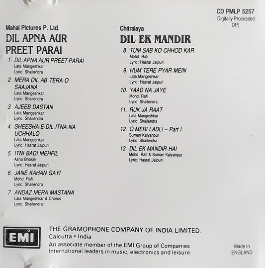 Shankar-Jaikishan : Dil Apna Aur Preet Parai / Dil Ek Mandir (CD, Comp)