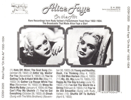 Alice Faye : On The Air - Rare Radio Recordings 1932-1934 (CD, Comp, RE)