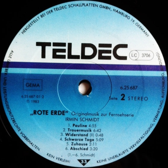 Irmin Schmidt : Rote Erde - Originalmusik Zur Fernsehserie (LP, Album)