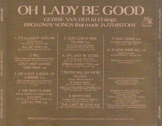 Gerrie Van Der Klei : Oh Lady Be Good (CD, Album)