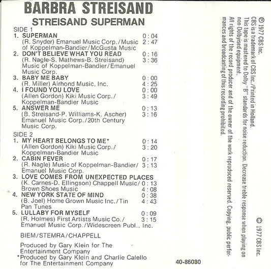 Barbra Streisand : Streisand Superman (Cass, Album, Dol)