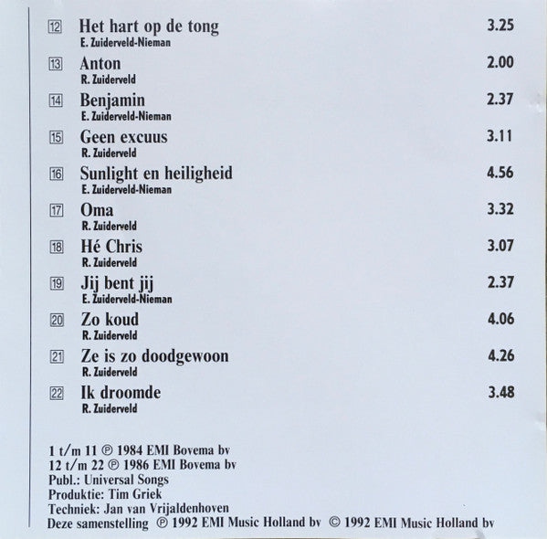 Elly & Rikkert : Maskers Af • Hart Op De Tong (CD, Comp)