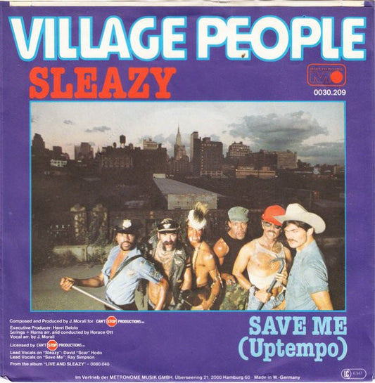 Village People : Sleazy (7", Single)