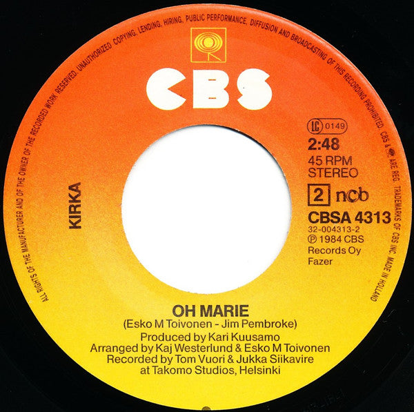 Kirka : C'Mon Let's Boogie (7", Single)