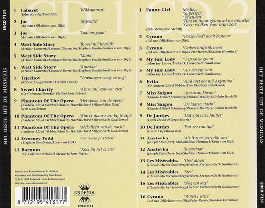 Various : Joop Van Den Ende Presenteert Het Beste Uit De Musicals (2xCD, Comp)