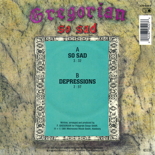Gregorian (3) : So Sad (7", Single)